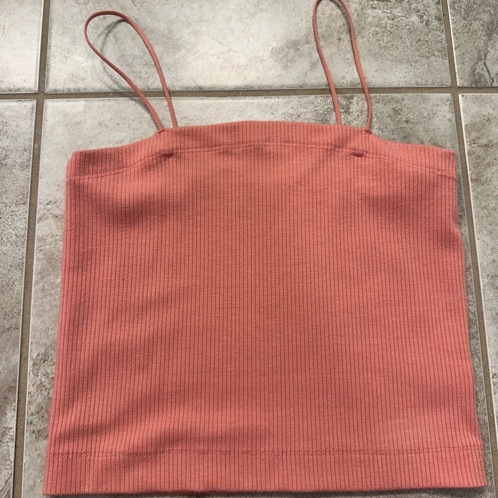 American Eagle Outfitters Pink Ribbed Crop Camisole size:Small